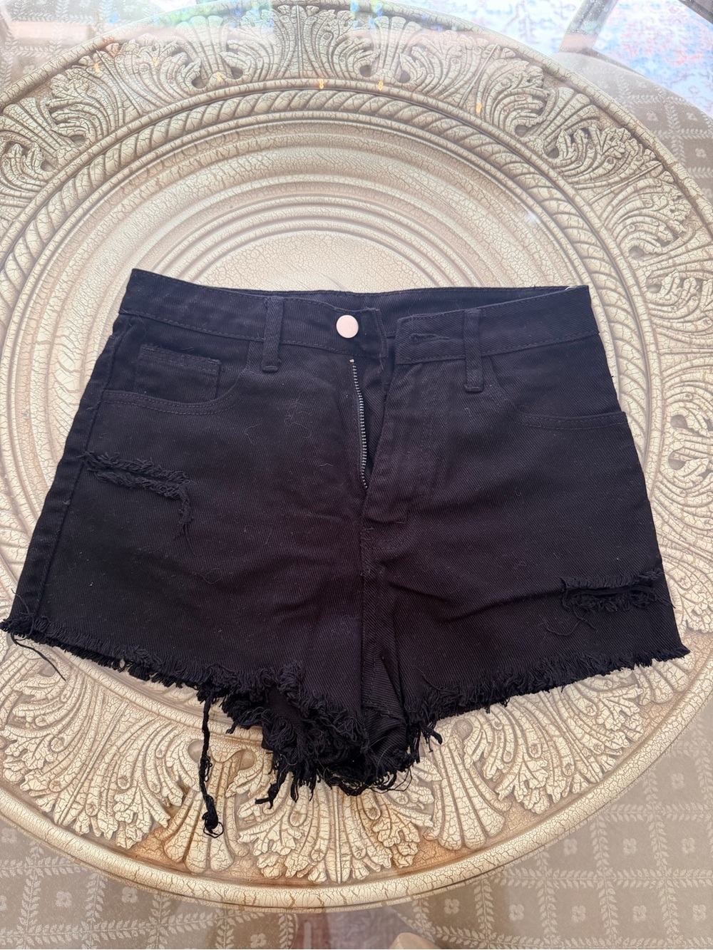 Black Denim Cut Off Shorts